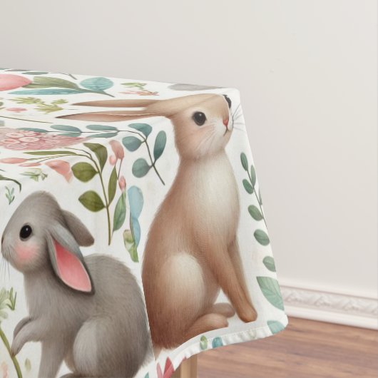 Waterverf Bunny Rabbit Floral Tafelkleed (Voorbeeld)
