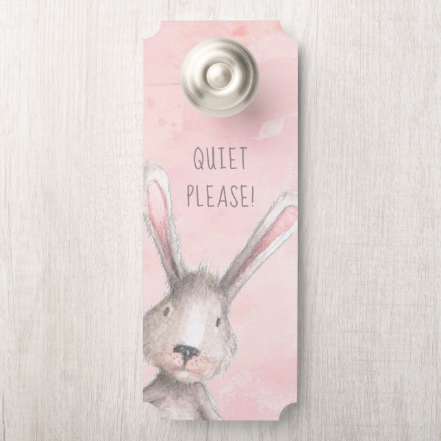 Waterverf Bunny Rabbit Quiet Alsjeblieft! (Op knop)