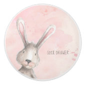 Waterverf Bunny Rabbit Sock Drawer, aangepast Keramische Knop (Voorkant)