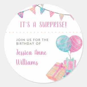 Waterverf Bunting & ballonnen Verzekeringspartij Ronde Sticker