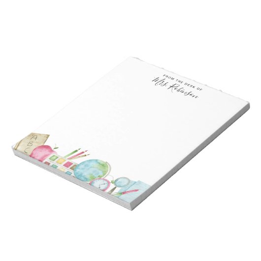 Waterverf bureau van leraar Terug naar schoolspull Notitieblok (Gedraaid)