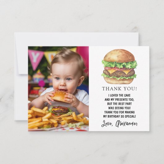 Waterverf Burger Party Verjaardag Bedankt (Voorkant)
