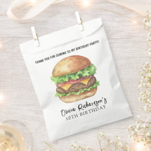 Waterverf Burger Party Verjaardag Bedankt Bedankzakje