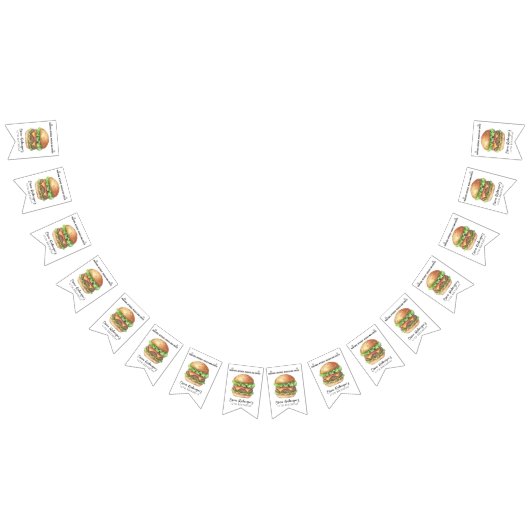 Waterverf Burger Party Verjaardag Vlaggetjes (Alle)