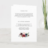 Waterverf Burgundy & Blue Flowers Wedding Booklet Programma (Achterkant)