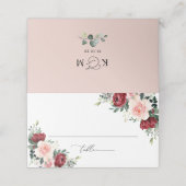 Waterverf Burgundy Blush Floral Wedding Folded (Buitenkant ongevouwen)