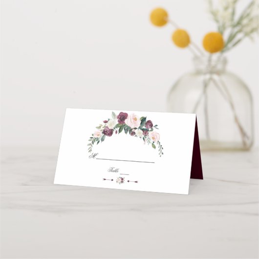 Waterverf Burgundy Blush Ivory Floral Wedding (Achterkant)