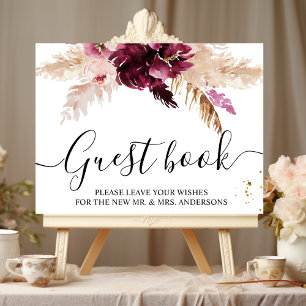 Waterverf Burgundy Blush Pink & Red Floral Poster