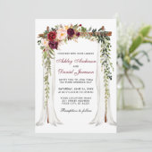 Waterverf Burgundy Floral Arch Kaart (Staand voorkant)