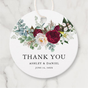 Waterverf Burgundy Floral Greenery Wedding B Bedankjes Labels