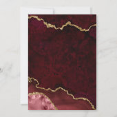 Waterverf Burgundy Floral Marble Geode Wedding Kaart (Achterkant)