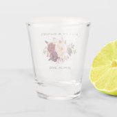 Waterverf Burgundy Floral Wedding Shot Glas (Achterkant)