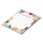 Waterverf Burgundy Flower Personalized Stationery Notitieblok (Gedraaid)