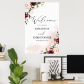 Waterverf burgundy koopt florale goudbruiloft poster (Thuiskantoor)