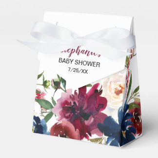 Waterverf Burgundy Navy Flowers Baby shower Bedankdoosjes