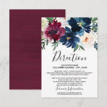 Waterverf Burgundy Navy Flowers Wedding
