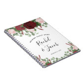Waterverf Burgundy Pink Floral Wedding Guest Book Notitieboek (Rechterzijde)