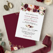Waterverf Burgundy Red Floral Rustic Boho Wedding Kaart