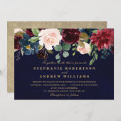 Waterverf Burgundy Red Navy Floral Rustic Boho Kaart (Voorkant / Achterkant)