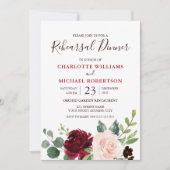 Waterverf Burgundy Red Navy Floral Rustic Boho Kaart (Voorkant)