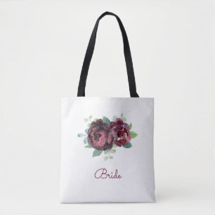 Waterverf Burgundy Roos Tote Bag