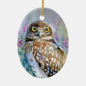 Waterverf Burrowing owl Athene Keramisch Ornament (Voorkant)