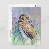 Waterverf Burrowing owl Briefkaart (Voorkant / Achterkant)