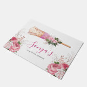 Waterverf Business Cleaning Service Roze bezem Deurmat (Schuin)