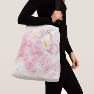Waterverf Butterflies en Flowers Crossbody Tas