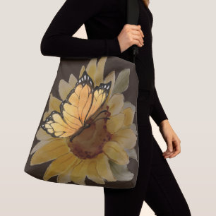 Waterverf Butterflies en Flowers Crossbody Tas