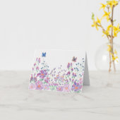 Waterverf Butterflies en Flowers Kaart (Gele Bloem)