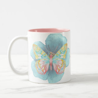 Waterverf Butterflies en Flowers Tweekleurige Koffiemok