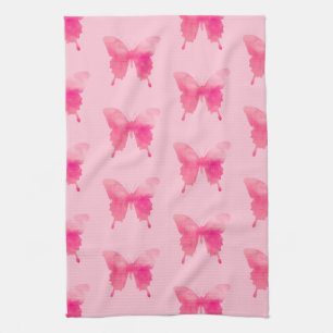 Waterverf Butterflies - Fuchsia and Pink Theedoek