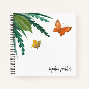 Waterverf Butterflies met groene olie Notitieboek