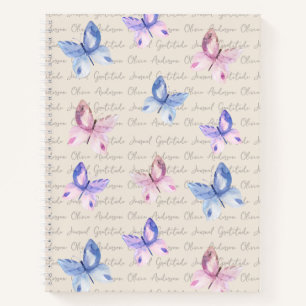 Waterverf Butterflies Monogram Gratitude Journal Notitieboek
