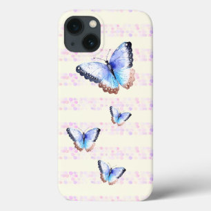 Waterverf Butterflies op bokeh Light Stripes iPhone 13 Hoesje