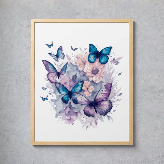 Waterverf Butterflies Poster