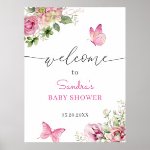 Waterverf Butterfly Baby shower Welkom Poster