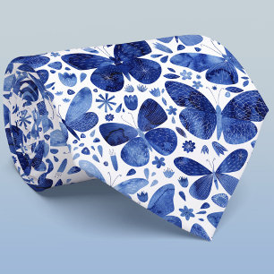 Waterverf Butterfly Blue Stropdas