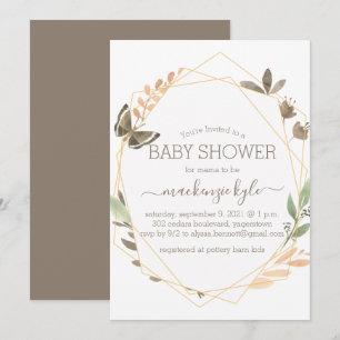 Waterverf Butterfly Boho Floral Baby shower Kaart