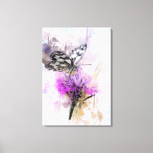 Waterverf Butterfly Canvas Afdruk (Voorkant)