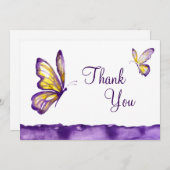 Waterverf Butterfly Dank u voor uw kaarten Paars g (Voorkant / Achterkant)