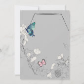 Waterverf Butterfly en Flower Geometric Wedding Kaart (Achterkant)
