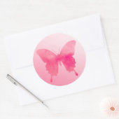 Waterverf Butterfly - Fuchsia and Pastel Pink Ronde Sticker (Envelop)