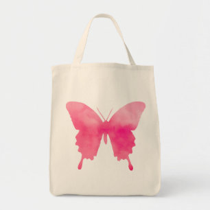 Waterverf Butterfly - Fuchsia and Pastel Pink Tote Bag
