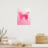 Waterverf Butterfly - Fuchsia and Pink Poster (Keuken)