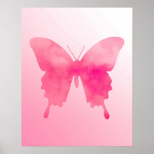 Waterverf Butterfly - Fuchsia and Pink Poster (Voorkant)