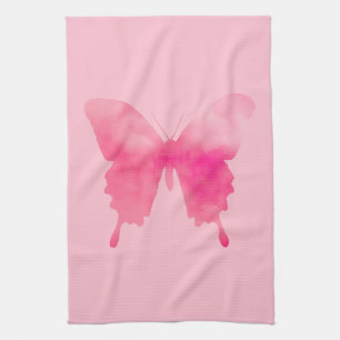 Waterverf Butterfly - Fuchsia and Pink Theedoek