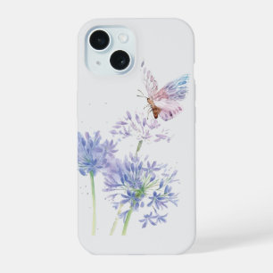 Waterverf Butterfly Garden Flowers Art iPhone 15 Hoesje
