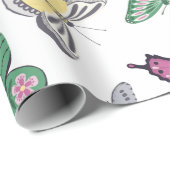 Waterverf Butterfly Garden Pattern Cadeaupapier (Rol Hoek)